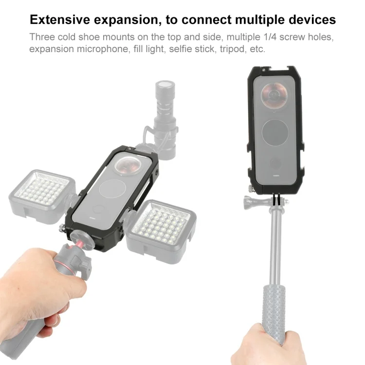 PU571B_3.webp PULUZ Protective Cage Rig Housing Frame with Cold Shoe Mounts & Magnetic Folding Tripod Adapter for Insta360 ONE X2 - Image 4