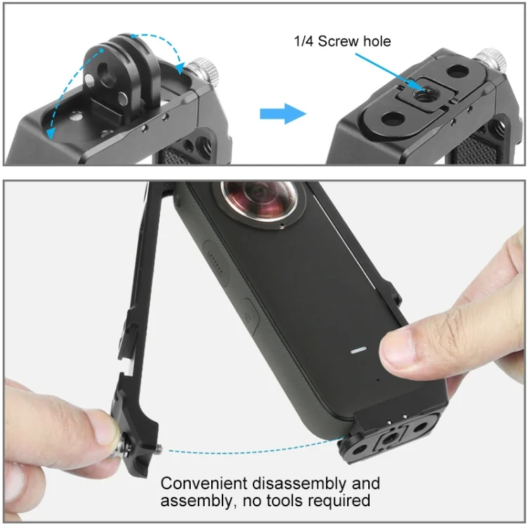 PU571B_5.webp PULUZ Protective Cage Rig Housing Frame with Cold Shoe Mounts & Magnetic Folding Tripod Adapter for Insta360 ONE X2 - Image 6