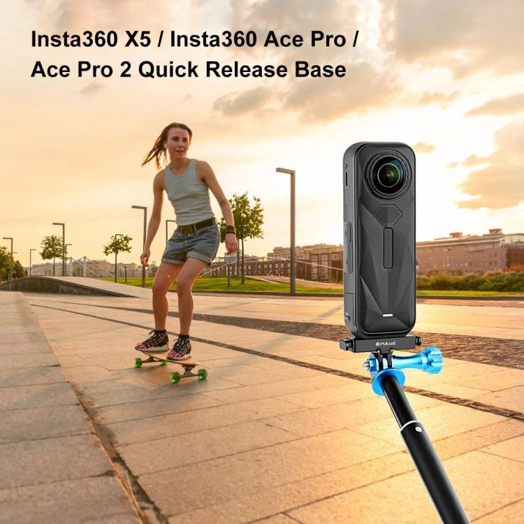 PU769B_1.webp For Insta360 X5 / Ace Pro / Pro 2 PULUZ Aviation Aluminum Quick Release Base Adapter Bracket - Image 2
