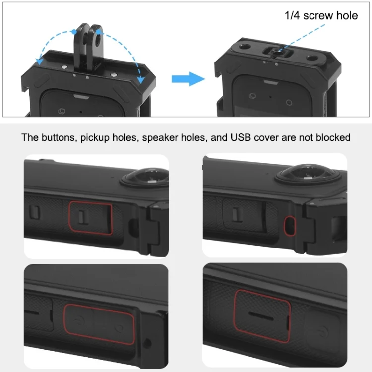 PU805BUS_6.webp For Insta360 X3 PULUZ Metal Protective Cage Rig Housing Frame with Expand Cold Shoe Base & Tripod Adapter - Image 7