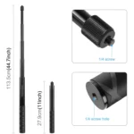 PULUZ 110cm Metal Selfie Stick Monopod with Invisible Adapter Base & Screw for Insta360 One RS / X2 / X3 / X4 / DJI Osmo 360 - Image 3