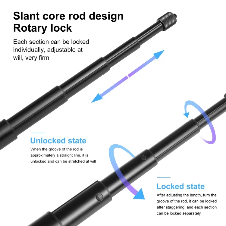 PU815_4.webp PULUZ 110cm Metal Selfie Stick Monopod with Invisible Adapter Base & Screw for Insta360 One RS / X2 / X3 / X4 / DJI Osmo 360 - Image 5