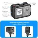 For DJI Osmo Action 5 Pro / 4 / 3 PULUZ All-inclusive Aluminum Alloy Cage Expansion Adapter Frame with Lens Cover - Image 3