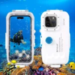 PULUZ 40m/130ft Waterproof Diving Case for 15 Pro Max / 15 Plus / iPhone 14 Plus / 14 Pro Max / 13 Pro Max / 12 Pro Max / 11 Pro Max, with One-way Valve Photo Video Taking Underwater Housing Cover...