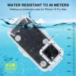 For iPhone 16 Pro Max PULUZ 40m/130ft Waterproof Diving Case with One-way Valve Photo Video Taking Underwater Housing Cover, For iPhone 16 Pro Max (White), For iPhone 16 Pro Max (Transparent) - Image 4
