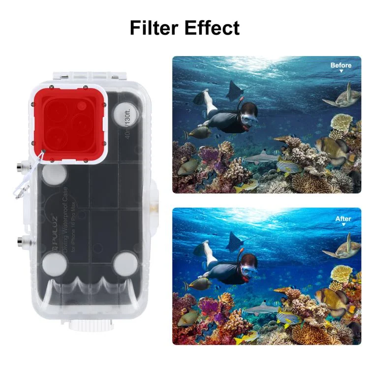 PU9118T_5.webp For iPhone 16 Pro Max PULUZ 40m/130ft Waterproof Diving Case with One-way Valve Photo Video Taking Underwater Housing Cover, For iPhone 16 Pro Max (White), For iPhone 16 Pro Max (Transparent) - Image 6