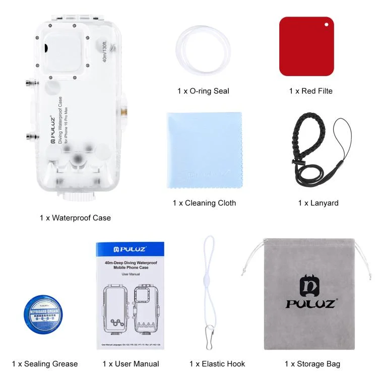 PU9118T_9.webp For iPhone 16 Pro Max PULUZ 40m/130ft Waterproof Diving Case with One-way Valve Photo Video Taking Underwater Housing Cover, For iPhone 16 Pro Max (White), For iPhone 16 Pro Max (Transparent) - Image 10