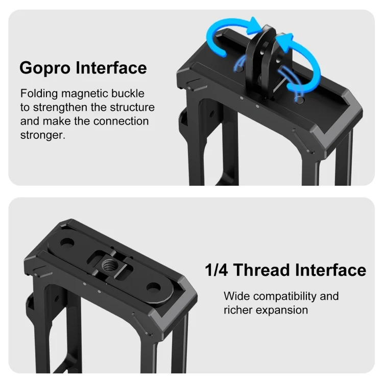 PU941B_4.webp For Insta360 X4 PULUZ Metal Protective Cage Rig Housing Frame with Expand Cold Shoe Base & Tripod Adapter - Image 5
