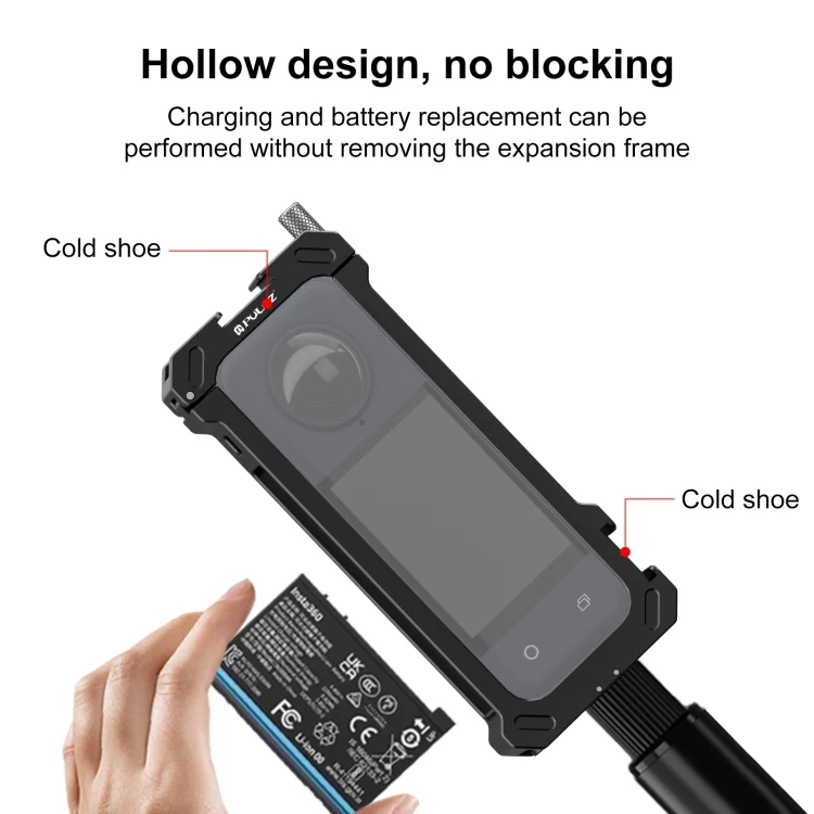 PU941B_5.webp For Insta360 X4 PULUZ Metal Protective Cage Rig Housing Frame with Expand Cold Shoe Base & Tripod Adapter - Image 6