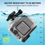 For Insta360 Ace Pro PULUZ 60m Underwater Waterproof Housing Case with Base Adapter & Screw - Image 7