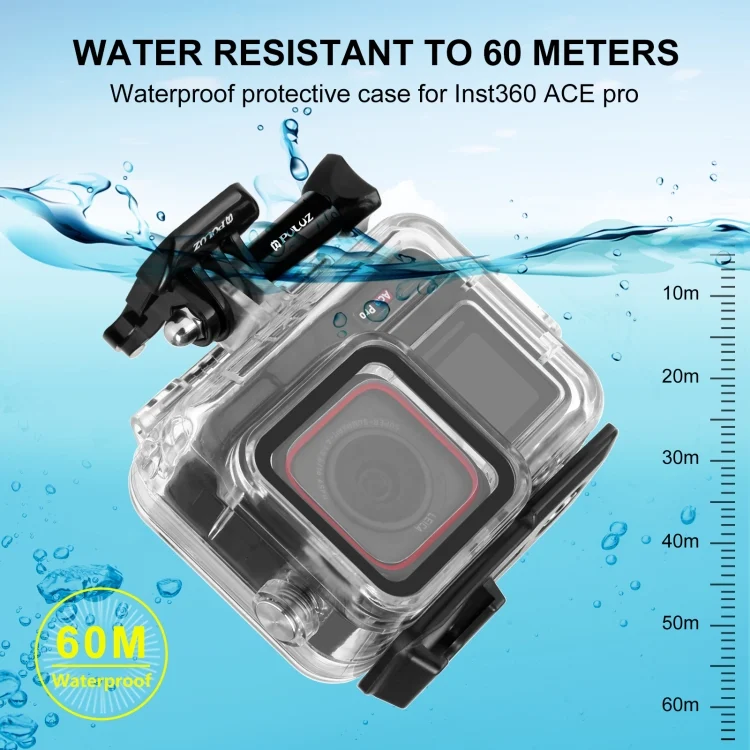 PU964T_6.webp For Insta360 Ace Pro PULUZ 60m Underwater Waterproof Housing Case with Base Adapter & Screw - Image 7