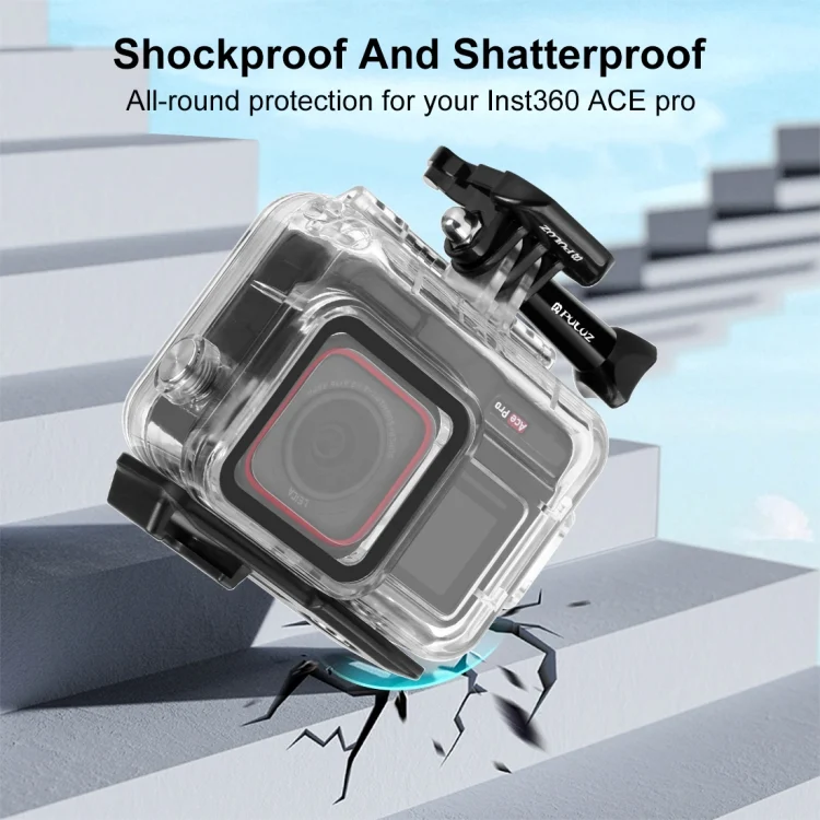 PU964T_7.webp For Insta360 Ace Pro PULUZ 60m Underwater Waterproof Housing Case with Base Adapter & Screw - Image 8