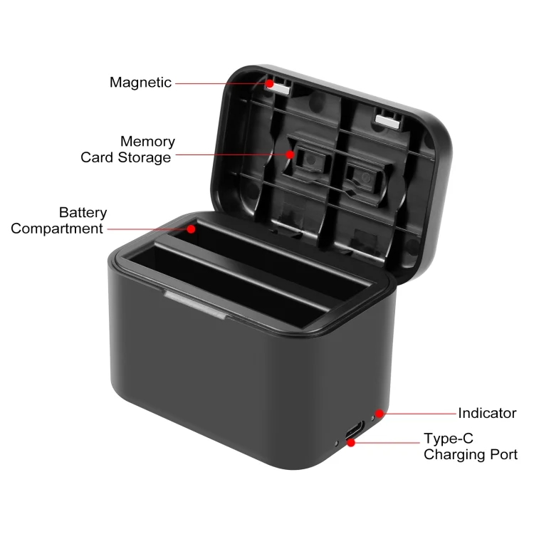 PU999B_3.webp For Insta360 X4 PULUZ Battery Charging Box Battery & Memory Card Storage Case - Image 4