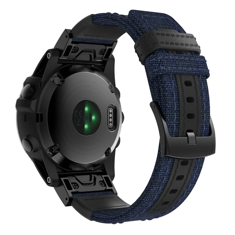 SYA00065501A_2.webp Canvas and Leather Wrist Strap Watch Band for Garmin Fenix5x Plus Fenix3, Wrist Strap Size:150+110mm - Image 4