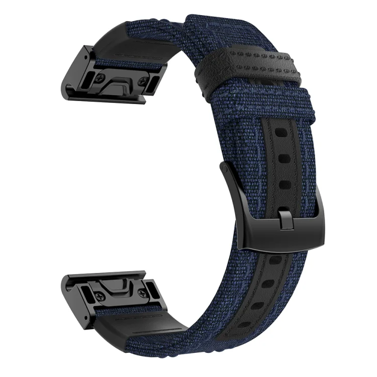 SYA00065501A_3.webp Canvas and Leather Wrist Strap Watch Band for Garmin Fenix5x Plus Fenix3, Wrist Strap Size:150+110mm - Image 5
