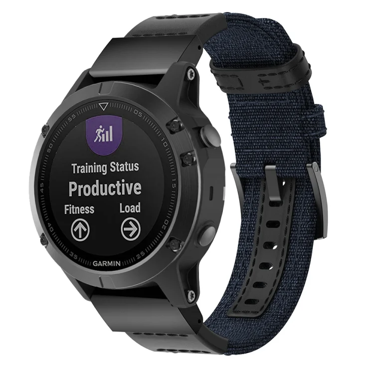 Canvas and Leather Wrist Strap Watch Band for Garmin Fenix5 Plus, Wrist Strap Size:150+110mm