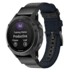 Canvas and Leather Wrist Strap Watch Band for Garmin Fenix5 Plus, Wrist Strap Size:150+110mm - Image 3