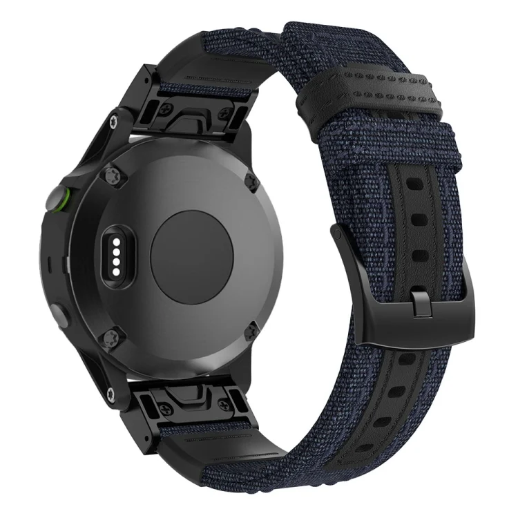 SYA00097401A_2.webp Canvas and Leather Wrist Strap Watch Band for Garmin Fenix5 Plus, Wrist Strap Size:150+110mm - Image 4