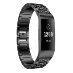 Diamond-studded Solid Stainless Steel Wrist Strap Watch Band for Fitbit Charge 3 - Image 3