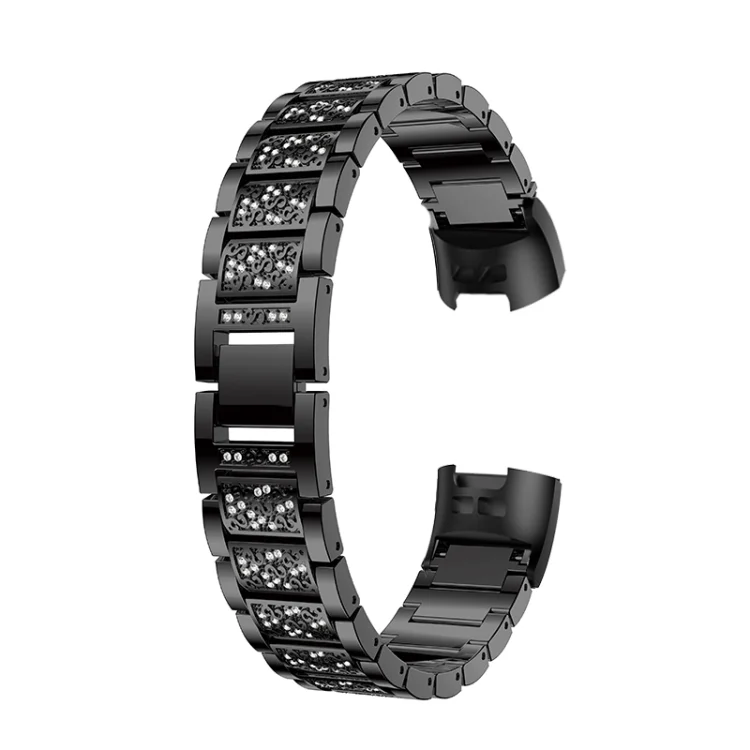 SYA00099101A_2.webp Diamond-studded Solid Stainless Steel Wrist Strap Watch Band for Fitbit Charge 3 - Image 4
