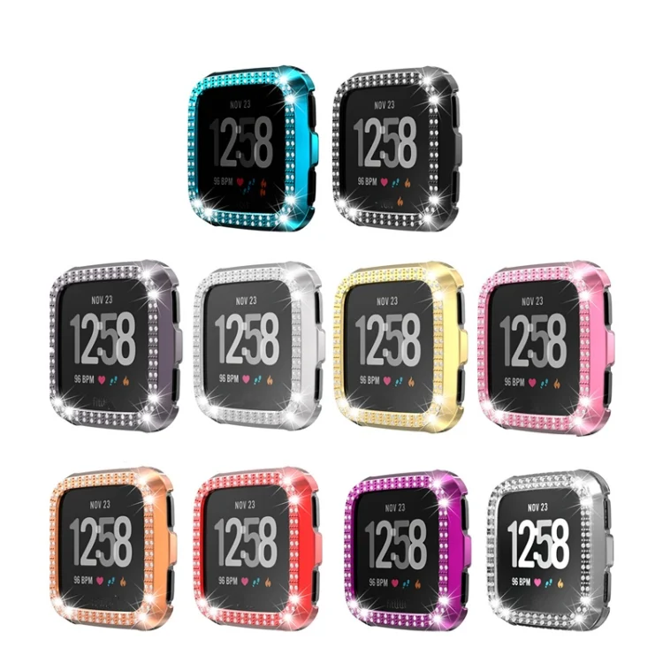 SYA001007201A_3.webp For Fitbit versa / versa lite PC Double-Row Diamond-Encrusted Protective Shell - Image 4