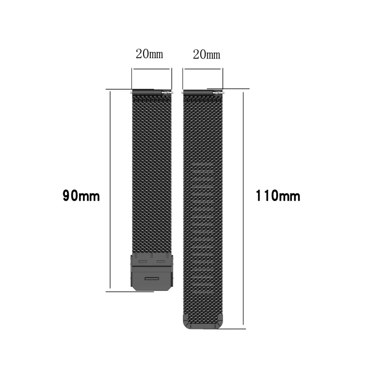 SYA001035201A_5.webp For Huawei GT2 42mm / Galaxy Watch 42mm /Galaxy Active2 Stainless Steel Mesh Watch Wrist Strap 20MM - Image 6