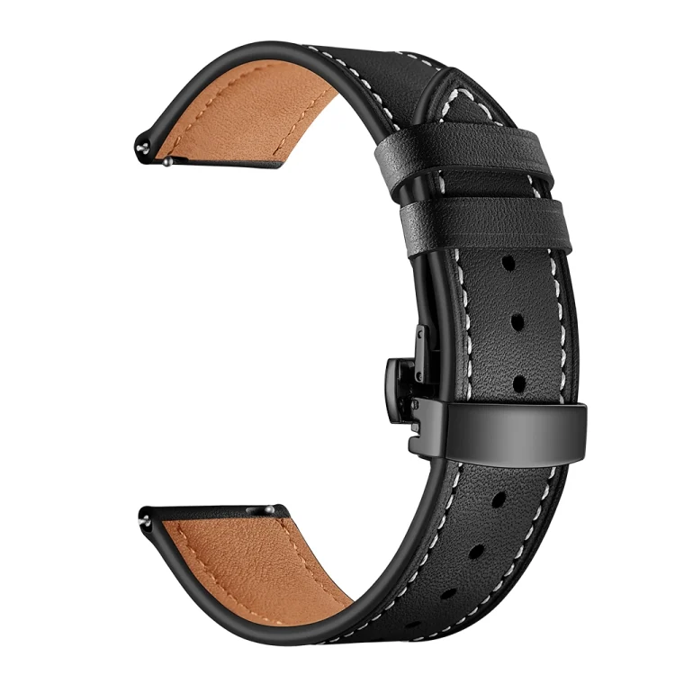 SYA001048201A_2.webp 22mm For Huawei Watch GT2e / GT2 46mm Leather Butterfly Buckle Strap Black Button - Image 4