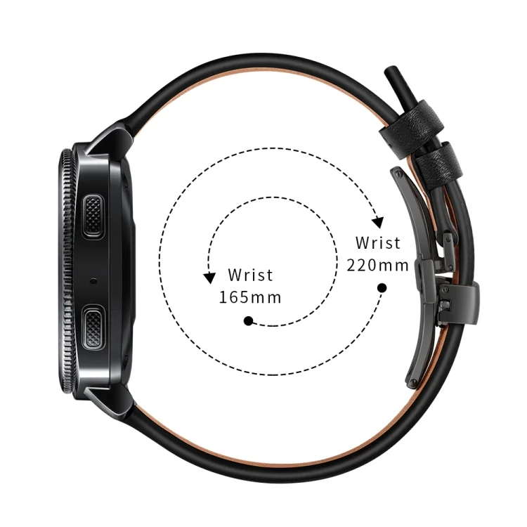 SYA001048201A_4.webp 22mm For Huawei Watch GT2e / GT2 46mm Leather Butterfly Buckle Strap Black Button - Image 6