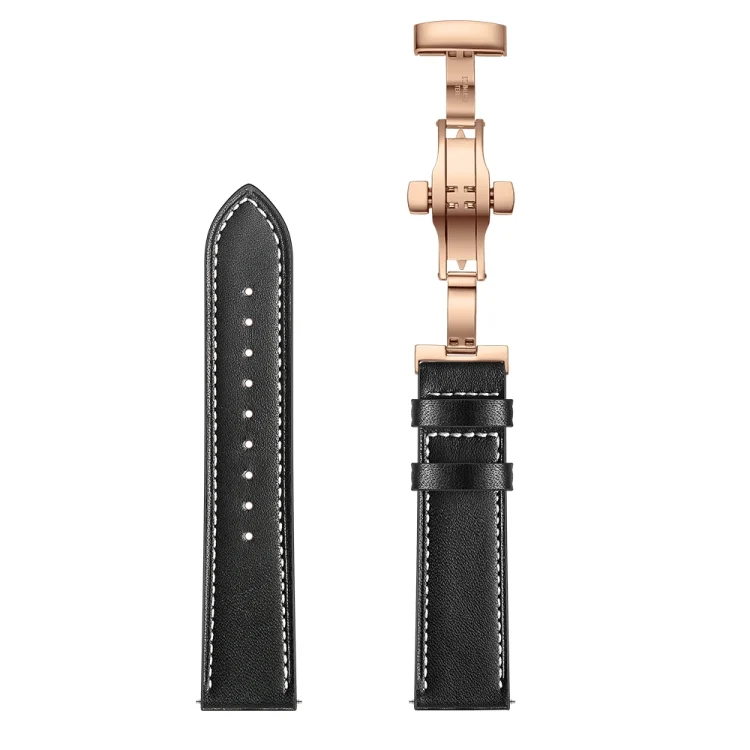 SYA001048301A_2.webp 22mm For Huawei Watch GT2e / GT2 46mm Leather Butterfly Buckle Strap Rose Gold Buckle - Image 4