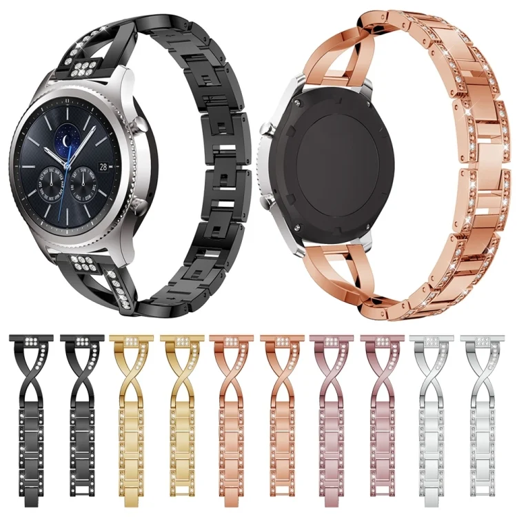 SYA00130101_B1.webp X-shaped Diamond-studded Solid Stainless Steel Wrist Strap Watch Band for Samsung Gear S3 - Image 2