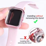 ENKAY Hat-Prince Electroplate PC Diamond Watch Case + Full Coverage Curved PET Screen Protector Film For Apple Watch Series 7 41mm - Image 4