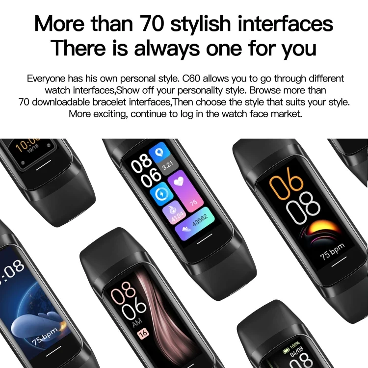 SYA001729901_B2.webp C60 IP67 Waterproof 1.1 inch Smart Fitness Band - Image 3