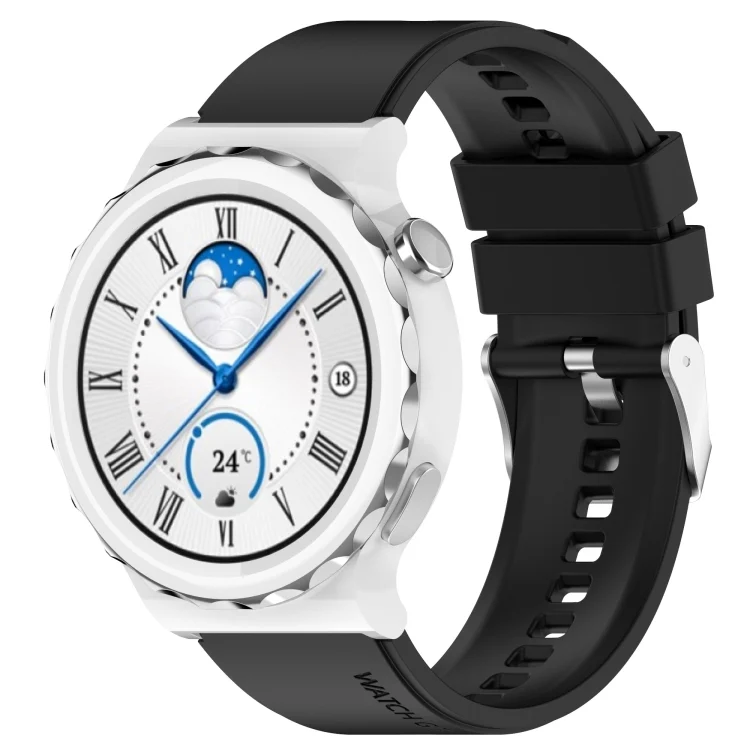 Protruding Head Silver Buckle Silicone Watch Band