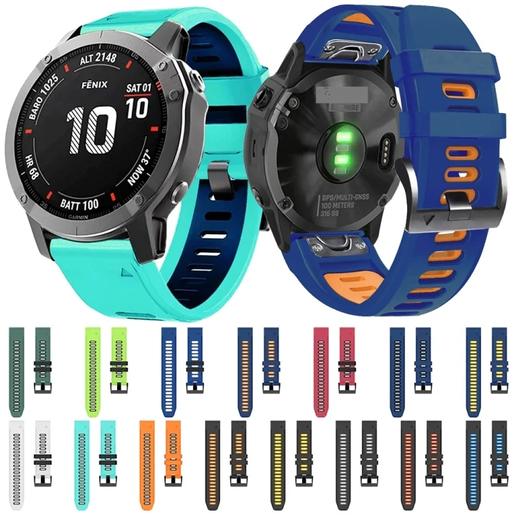 SYA001875007_B2.webp 26mm Silicone Sports Two-Color Watch Band - Image 3