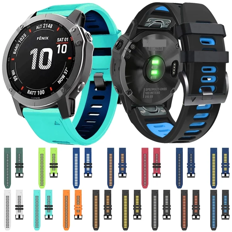 SYA001875009_B2.webp 26mm Silicone Sports Two-Color Watch Band - Image 3