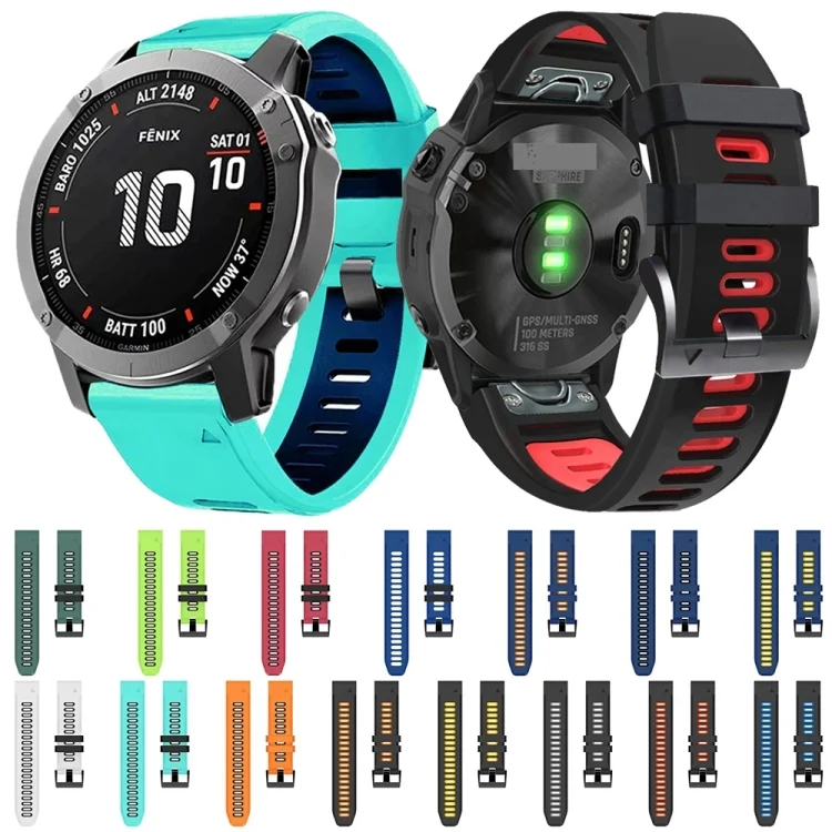 SYA001875109_B2.webp 22mm Silicone Sports Two-Color Watch Band - Image 3