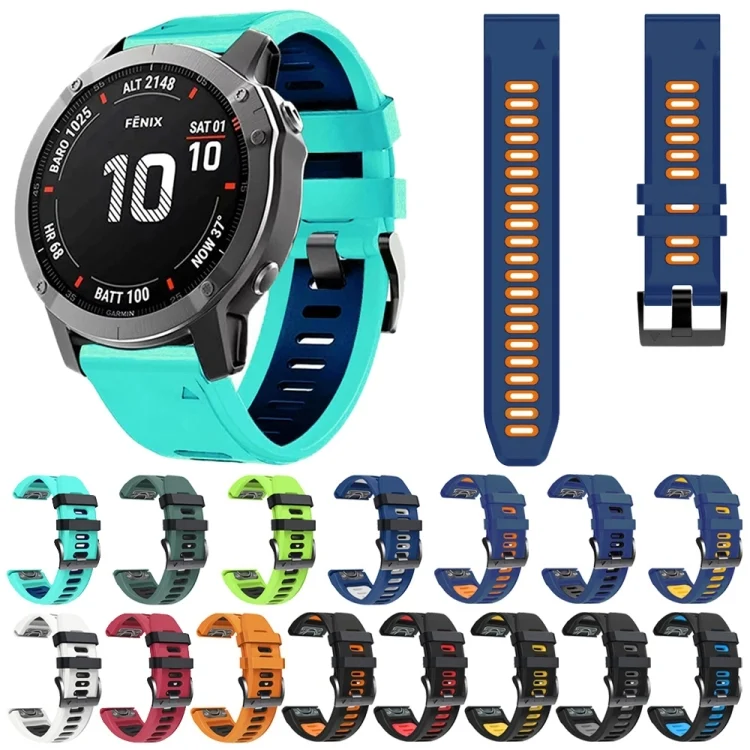 SYA001875110_B2.webp 22mm Silicone Sports Two-Color Watch Band - Image 3