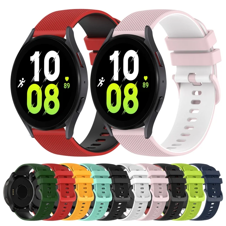 SYA001938003_B1.webp 20mm Checkered Two-Color Silicone Watch Band - Image 2