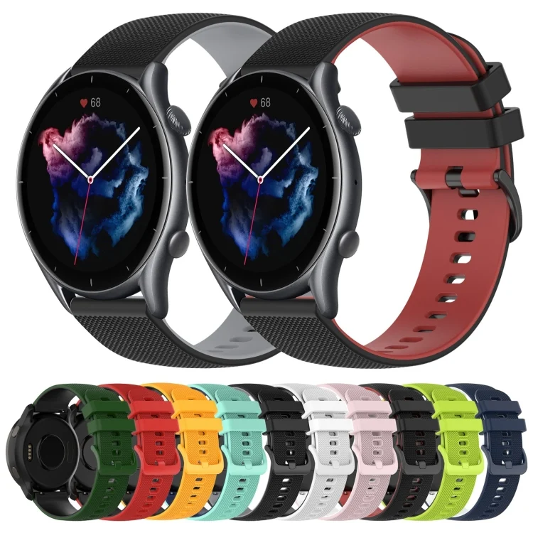 SYA001940105_B1.webp 22mm Checkered Two-Color Silicone Watch Band - Image 2