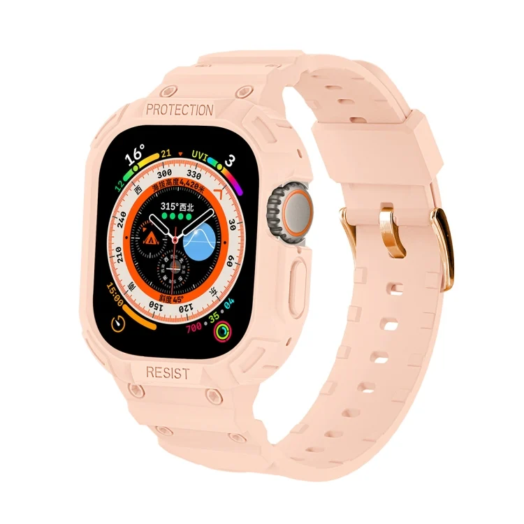 For Apple Watch Ultra 49mm JUNSUNMAY Integrated TPU Case Adjustable Elastic Watch Band