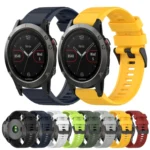 26mm Horizontal Texture Silicone Watch Band with Removal Tool - Image 2