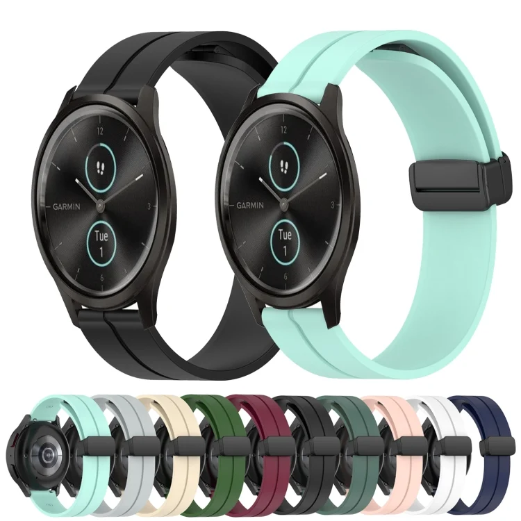 SYA002027109_B1.webp 20mm Solid Color Magnetic Clasp Silicone Watch Band - Image 2