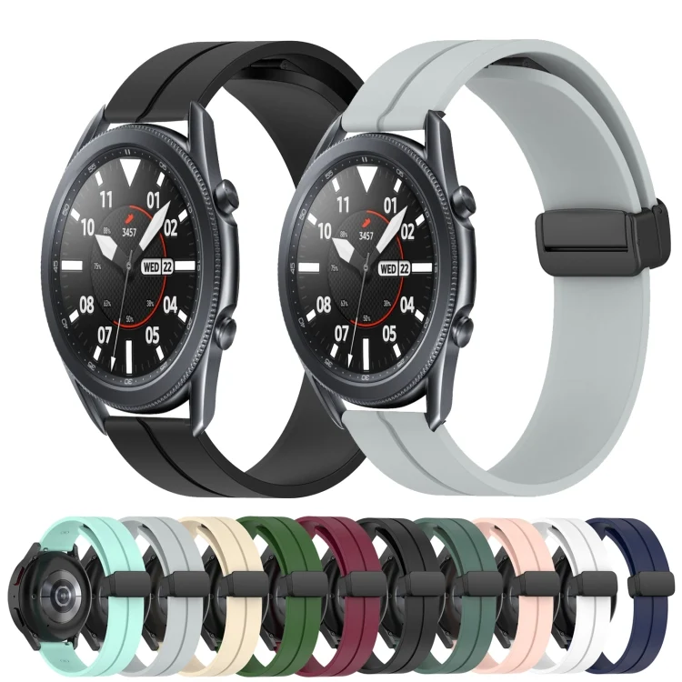 SYA002027401_B1.webp 22mm Solid Color Magnetic Clasp Silicone Watch Band - Image 2
