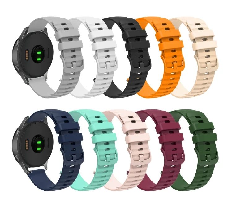 SYA002045903_B2.webp 20mm Wavy Dot Pattern Solid Color Silicone Watch Band - Image 3