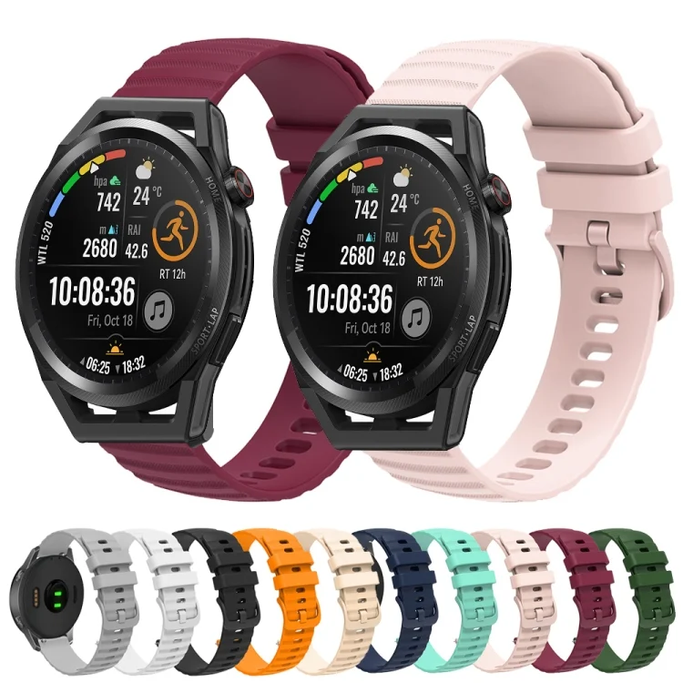 SYA002046603_B2.webp 22mm Wavy Dot Pattern Solid Color Silicone Watch Band - Image 3