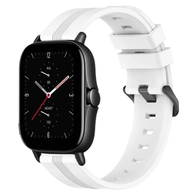 20mm Concave Striped Slicone Watch Band