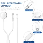 For Apple Watch Series & iPhone 2 in 1 USB Magnetic Charging Cable 1.2m - Image 2