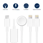 For Apple Watch Series & iPhone 3 in 1 Type-C Magnetic Charging Cable 4ft/1.2m - Image 3