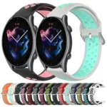 22mm Perforated Breathable Sports Silicone Watch Band - Image 2