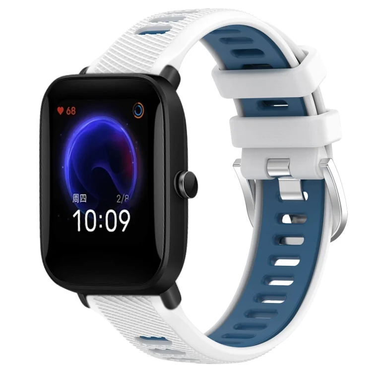 20mm Cross Texture Two Color Silicone Steel Buckle Watch Band